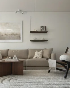 Sofa 3 personers SIGTUNA Beige med fodskammel