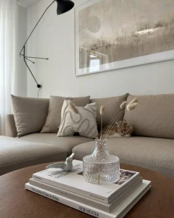 Sofa 3 personers SIGTUNA Beige med fodskammel