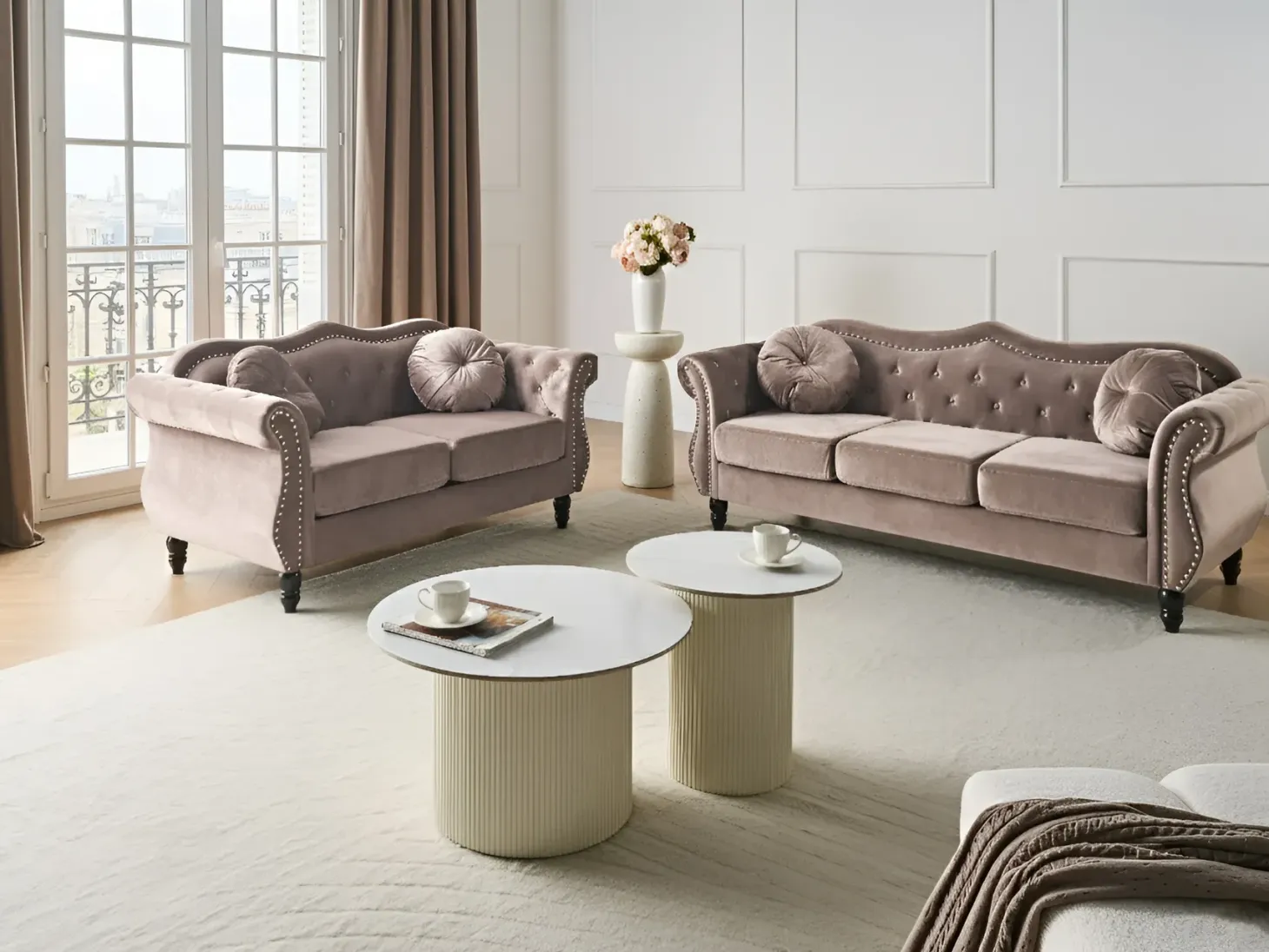 Sofa 2 personers SKIEN Velour Brungrå