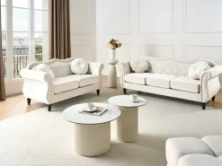 Sofa 3 personers SKIEN Velour Lys Beige
