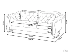 Sofa 3 personers SKIEN Velour Lys Beige