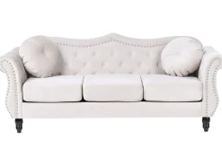 Sofa 3 personers SKIEN Velour Lys Beige