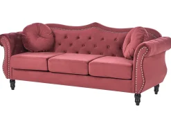 Sofa 3 personers SKIEN Velour Mørkerød