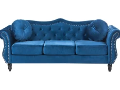 Sofa 3 personers SKIEN Velour Navy Blå