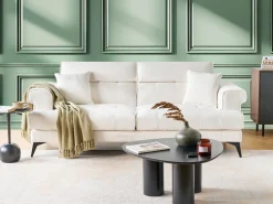 Sofa 3 personers SKIVE Boucle Hvid