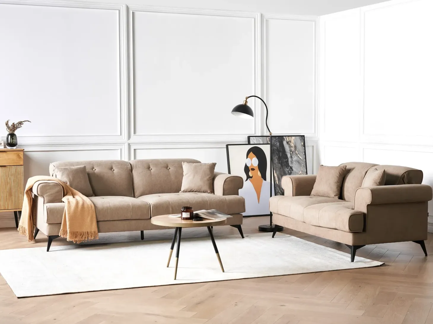 Sofa 3 personers SKIVE Lysebrun