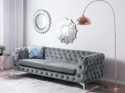 Sofa 3 personers SOTRA Velour Grå