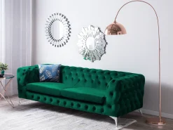 Sofa 3 personers SOTRA Velour Smaragdgrøn