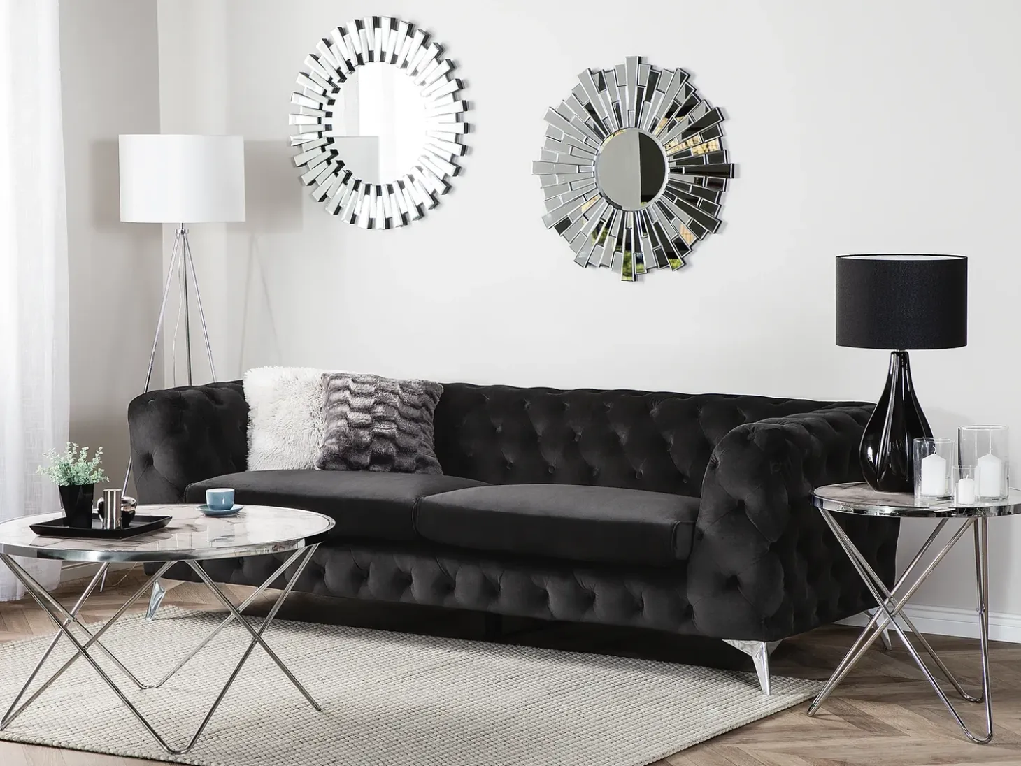 Sofa 3 personers SOTRA Velour Sort