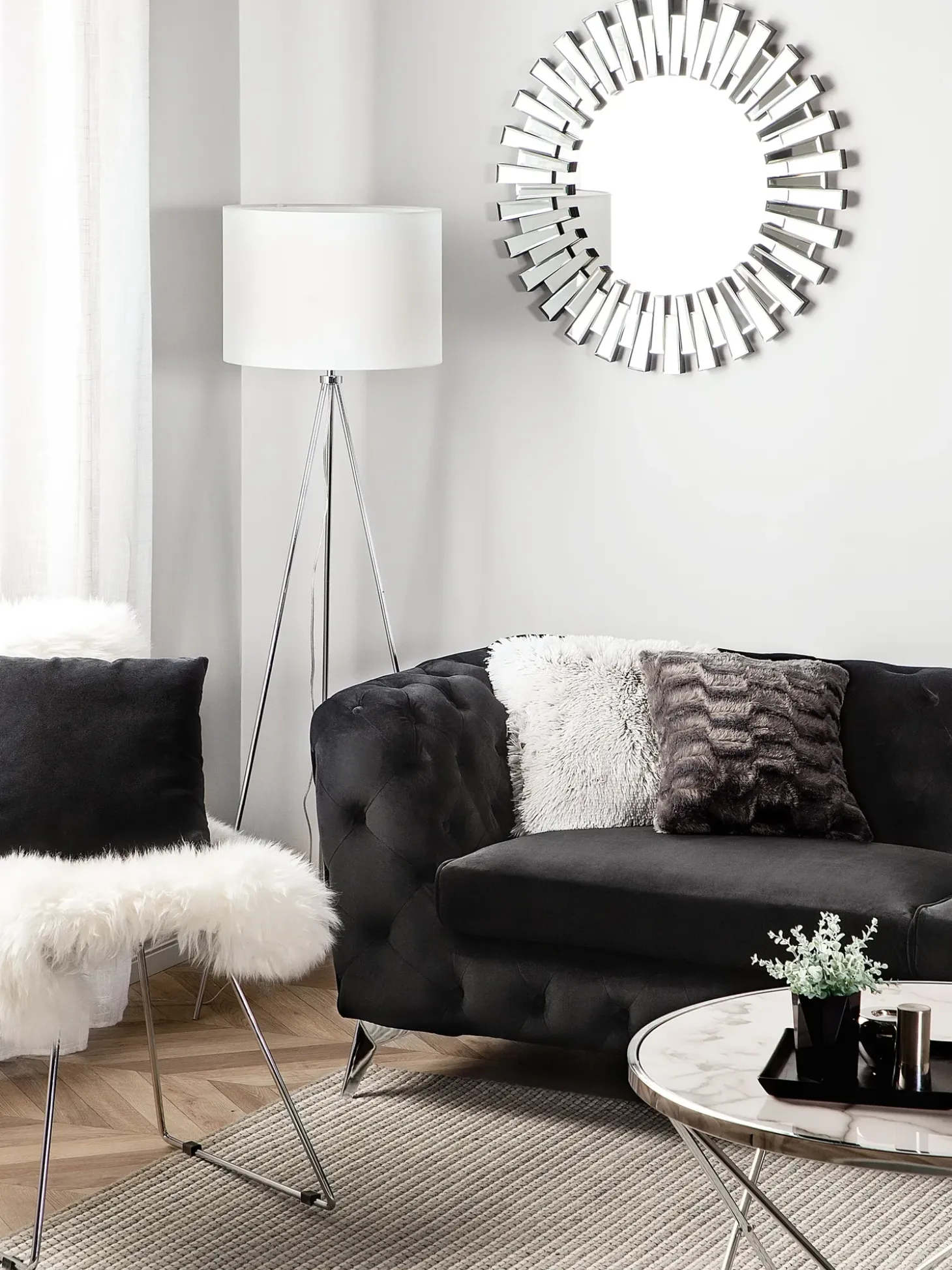 Sofa 3 personers SOTRA Velour Sort