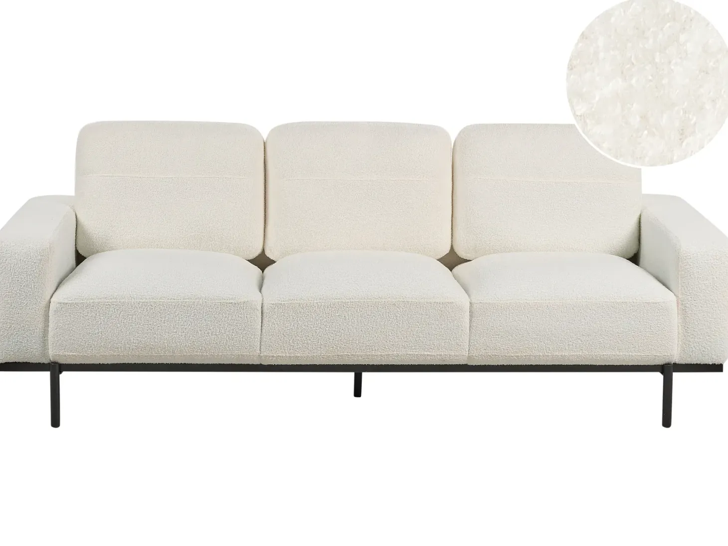 Sofa 3 personers SOVIK Boucle Cremehvid