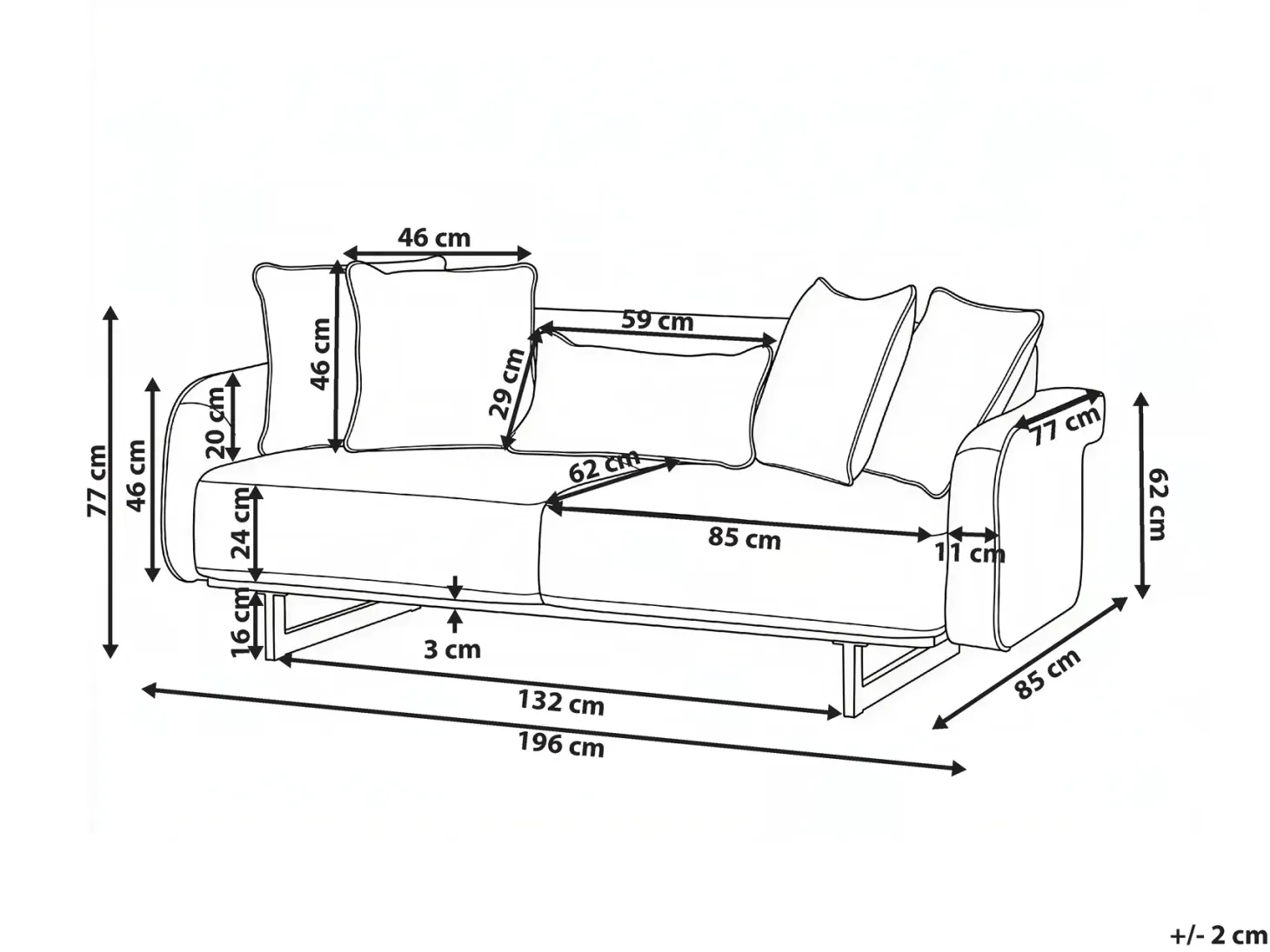 Sofa 3 personers SVANEK Boucle Beige