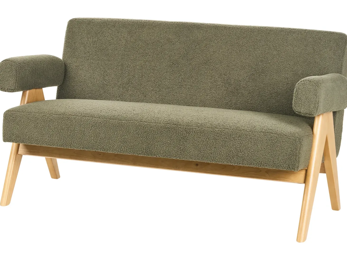 Sofa 2 personers TAMRE Boucle Grøn/ Lysebrun