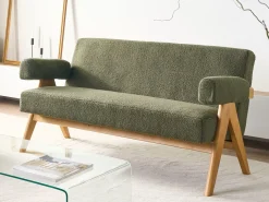 Sofa 2 personers TAMRE Boucle Grøn/ Lysebrun