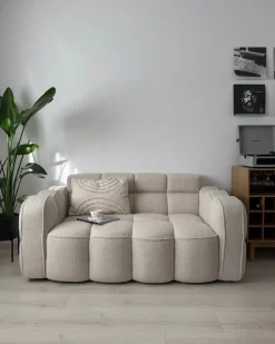 Sofa 2 personers UTANA Boucle Cremehvid