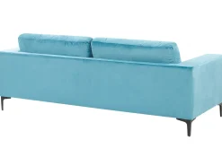 Sofa 3 personers VADSTENA Velour Himmelblå
