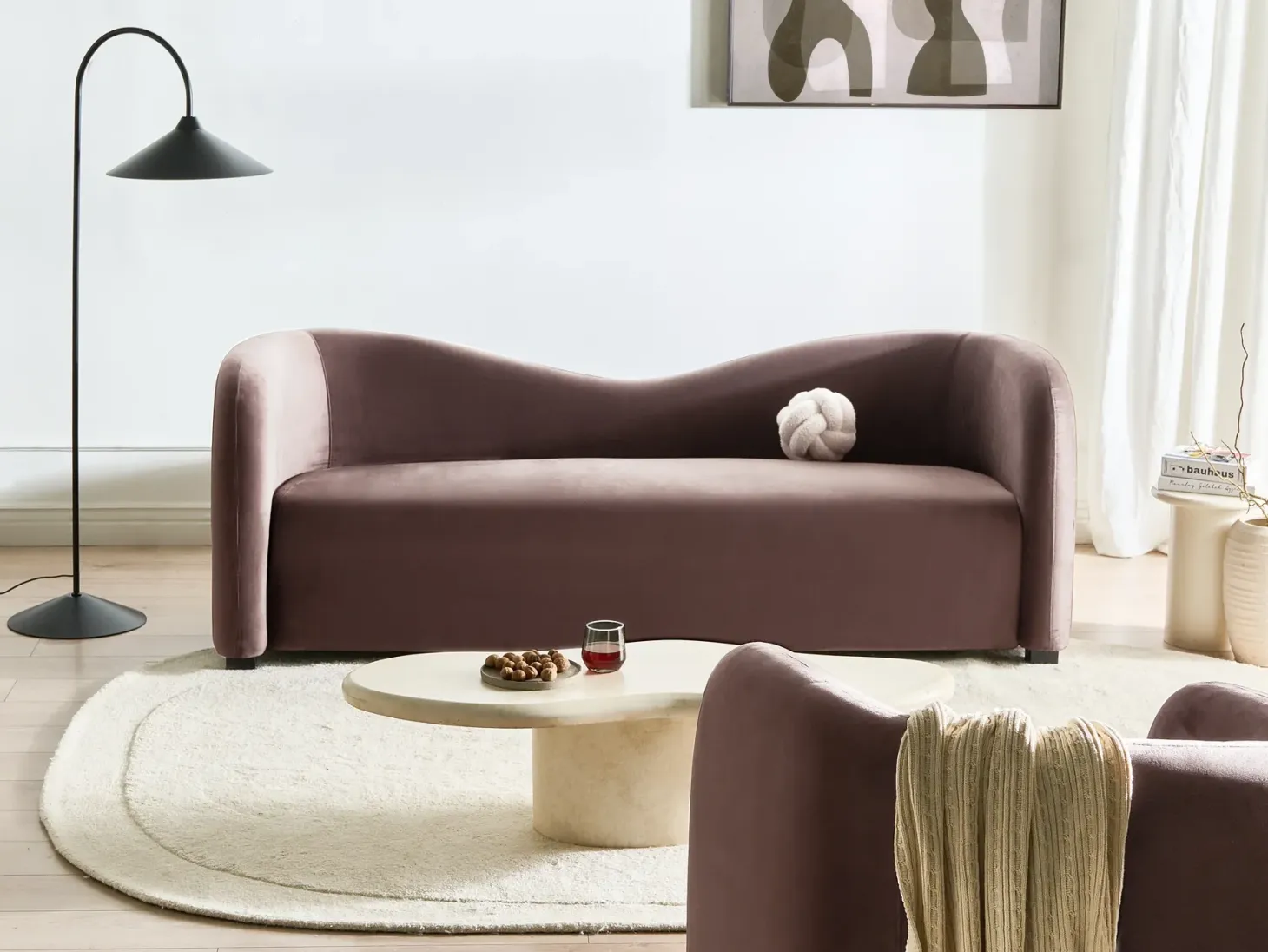 Sofa 3 personers VELTADA Velour Mørkebrun