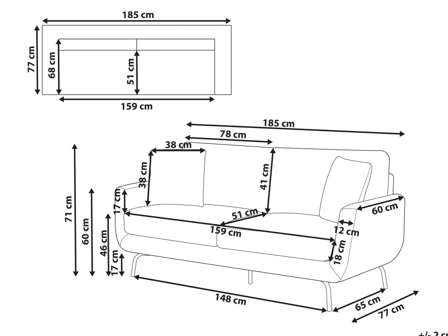 Sofa 3 personers VESALA Cremehvid