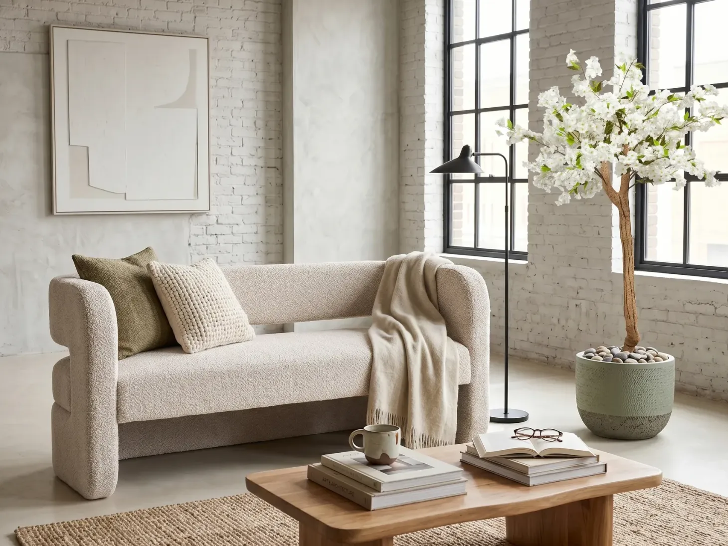 Sofa 2 personers VIDSEL Chenille Beige