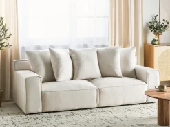 Sofa 3 personers VISKAN Chenille Cremehvid