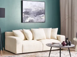 Sofa 3 personers VISKAN Fløjl Lys Beige