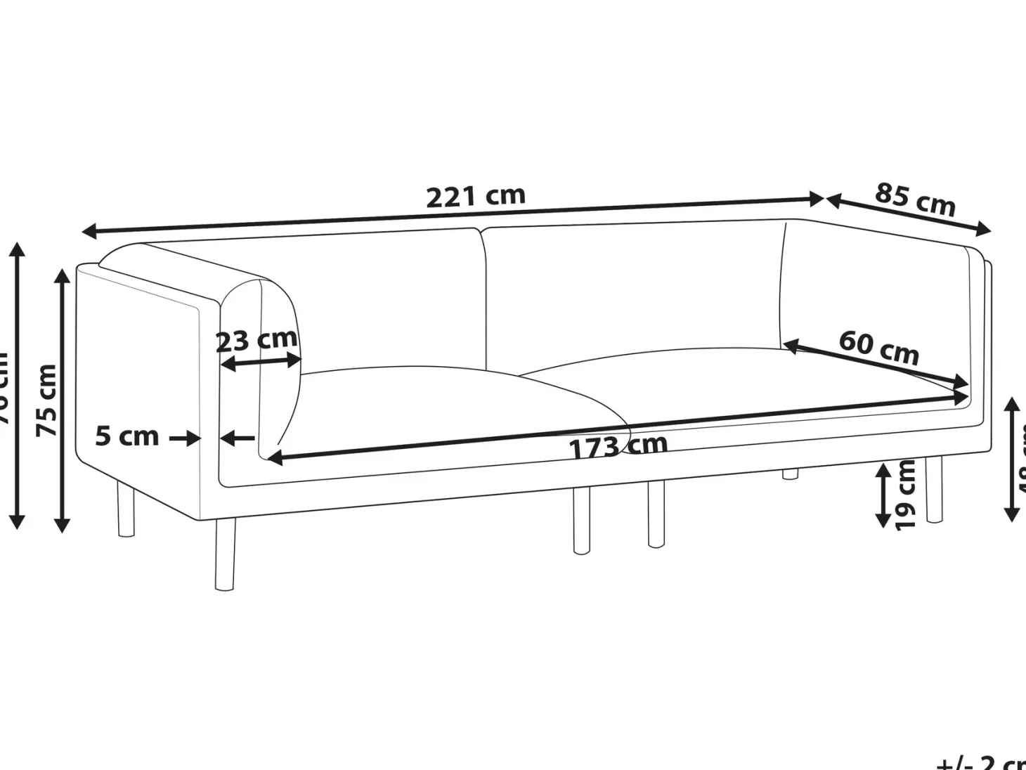 Sofa 3 personers VORGOD Cremehvid