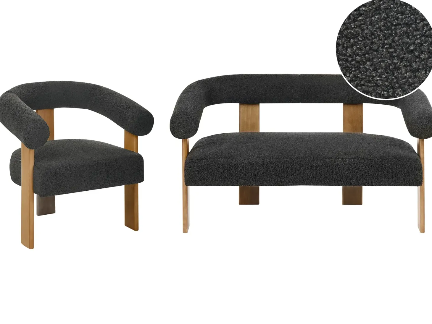 Sofasæt ILBRO Boucle Sort/ mørkebrun