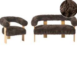 Sofasæt ILBRO Kunstig pels Mørkebrun/ Lysebrun