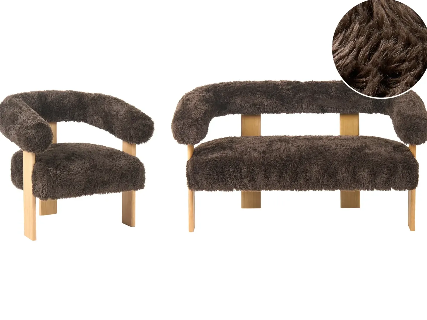 Sofasæt ILBRO Kunstig pels Mørkebrun/ Lysebrun