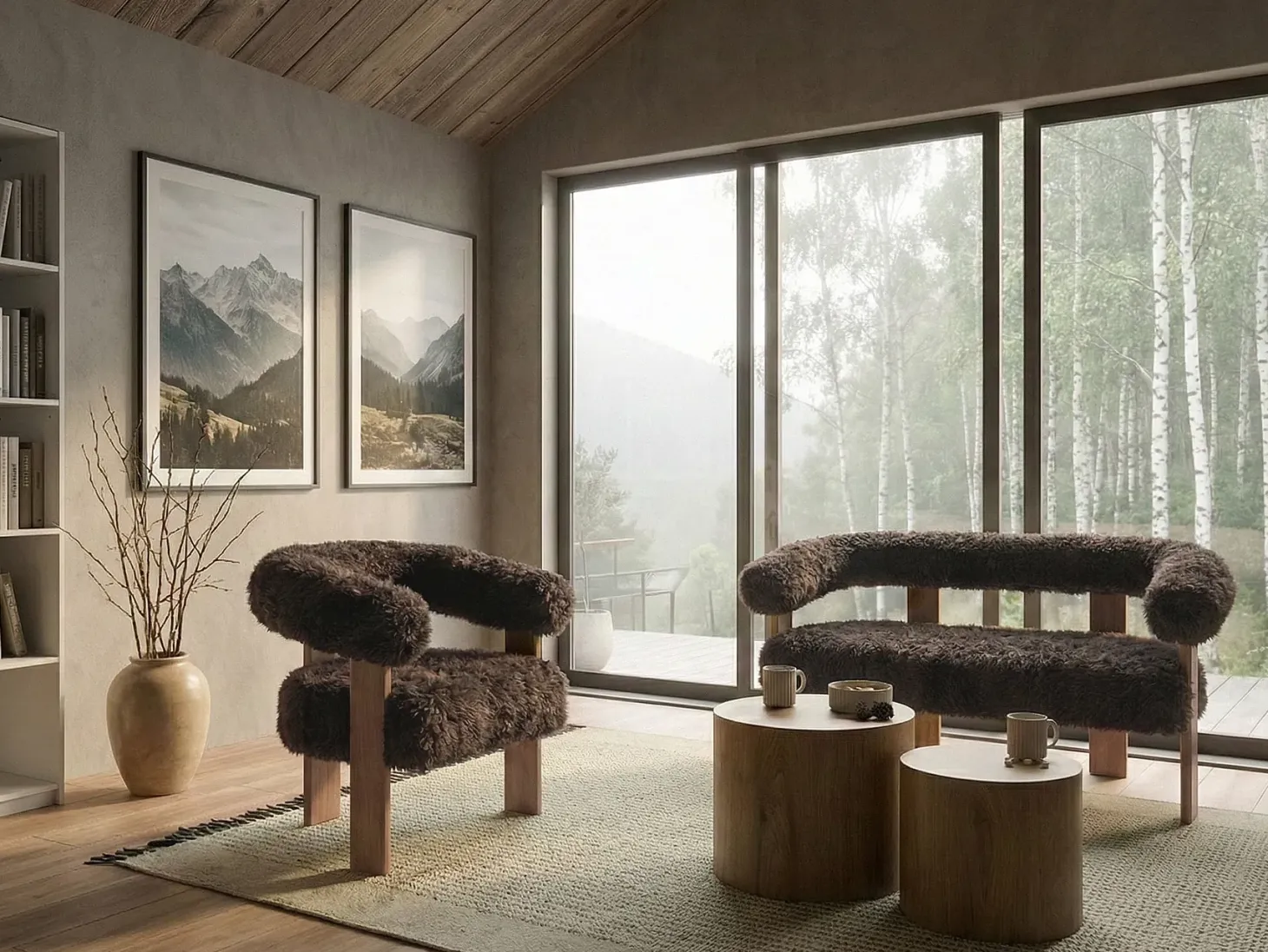 Sofasæt ILBRO Kunstig pels Mørkebrun/ Lysebrun