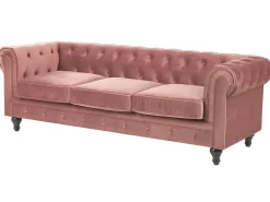 Sofasæt 4 personers CHESTERFIELD Velour Lyserød
