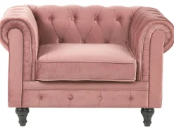 Sofasæt 4 personers CHESTERFIELD Velour Lyserød