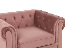 Sofasæt 4 personers CHESTERFIELD Velour Lyserød