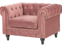 Sofasæt 4 personers CHESTERFIELD Velour Lyserød