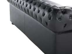 Sofasæt 4 personers CHESTERFIELD Ægte læder Sort