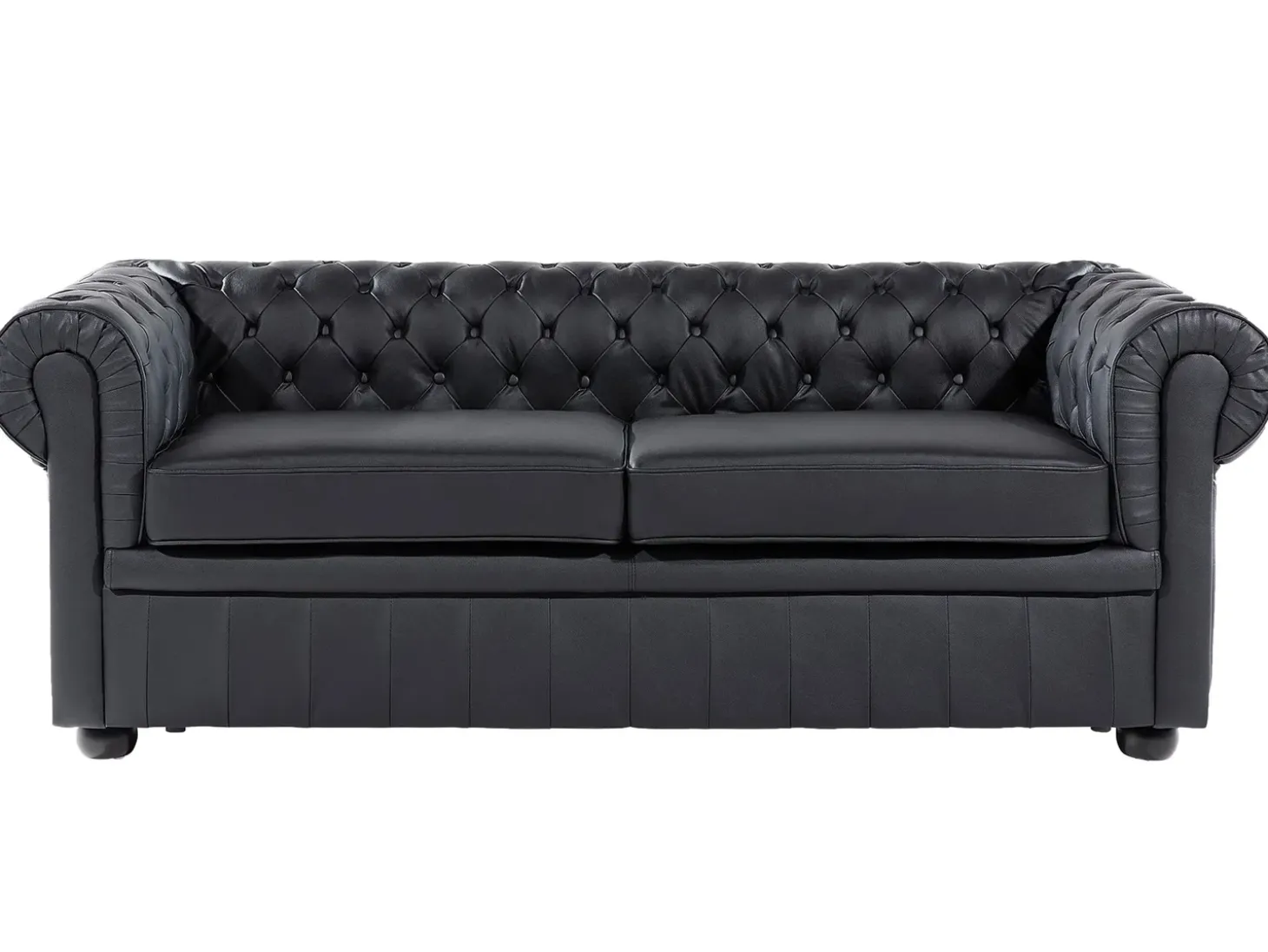 Sofasæt 4 personers CHESTERFIELD Ægte læder Sort