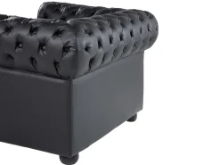 Sofasæt 4 personers CHESTERFIELD Ægte læder Sort