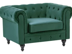 Sofasæt 4 personers CHESTERFIELD Velour Smaragdgrøn