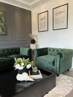 Sofasæt 4 personers CHESTERFIELD Velour Smaragdgrøn