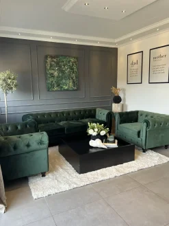 Sofasæt 4 personers CHESTERFIELD Velour Smaragdgrøn