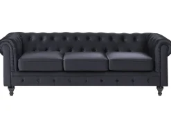Sofasæt 4 personers CHESTERFIELD Velour Sort