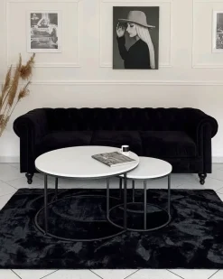Sofasæt 4 personers CHESTERFIELD Velour Sort