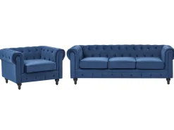 Sofasæt 4 personers CHESTERFIELD Velour Navy Blå
