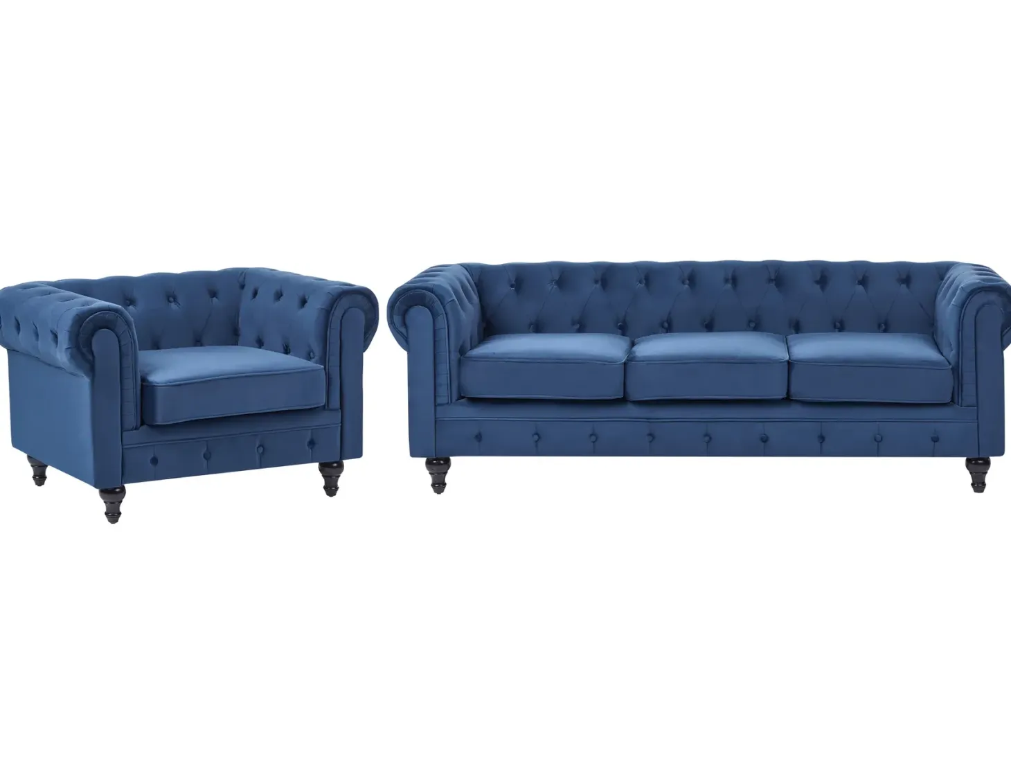 Sofasæt 4 personers CHESTERFIELD Velour Navy Blå