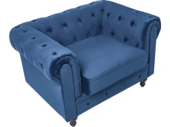 Sofasæt 4 personers CHESTERFIELD Velour Navy Blå