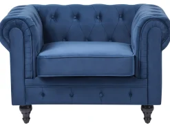 Sofasæt 4 personers CHESTERFIELD Velour Navy Blå