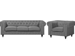 Sofasæt 4 personers CHESTERFIELD Lysegrå