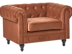 Sofasæt 4 personers CHESTERFIELD Velour Guldbrun