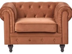 Sofasæt 4 personers CHESTERFIELD Velour Guldbrun