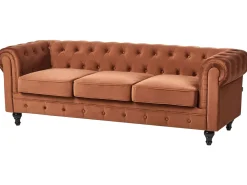 Sofasæt 4 personers CHESTERFIELD Velour Guldbrun